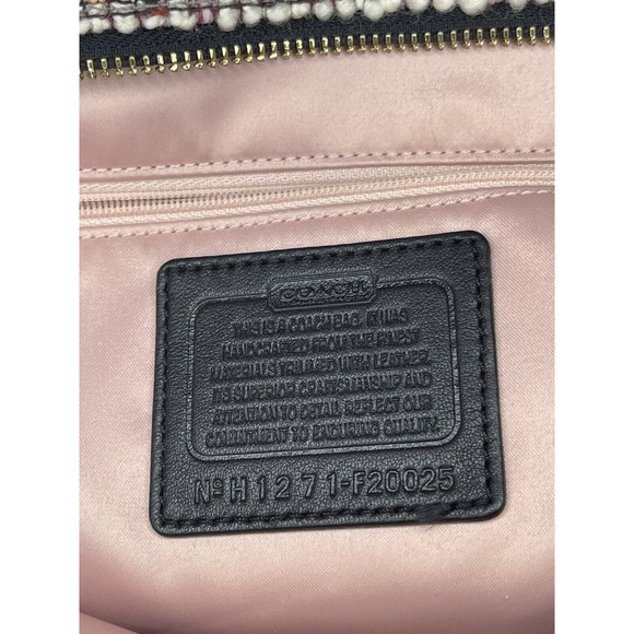 Coach Galaxy Tweed Tote Bag Shoulder Purse H1221-F20025 Black Pink & Tan - Picture 12 of 15